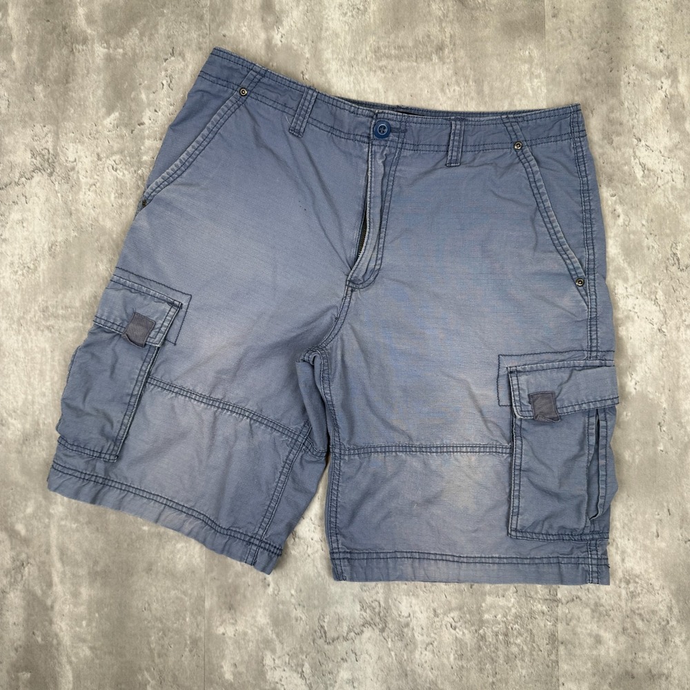 Ocean Pacific OP Sport Shorts Men 34 Blue Cargo Work Skate Distressed Faded Y2K
